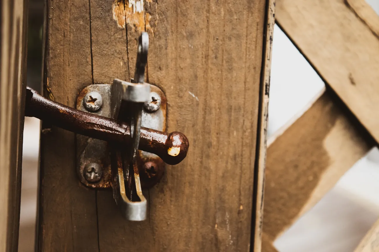 A wood gate latch